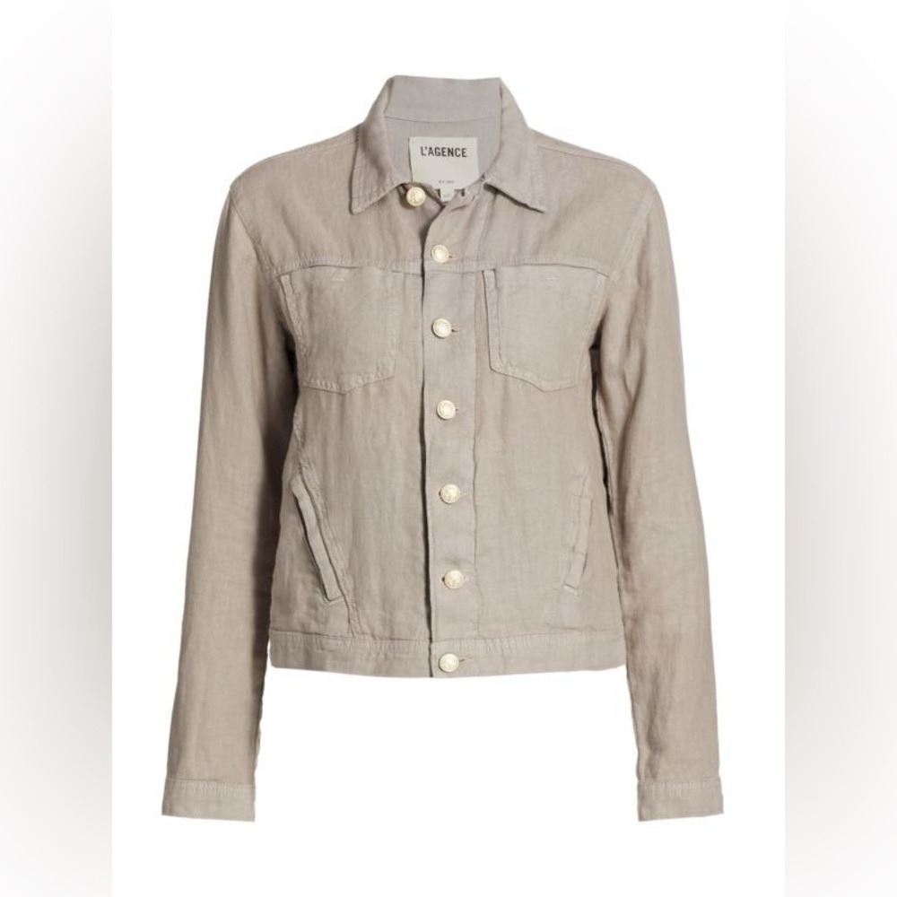 L'AGENCE Celine Slim Linen Jacket Size Small Cinder